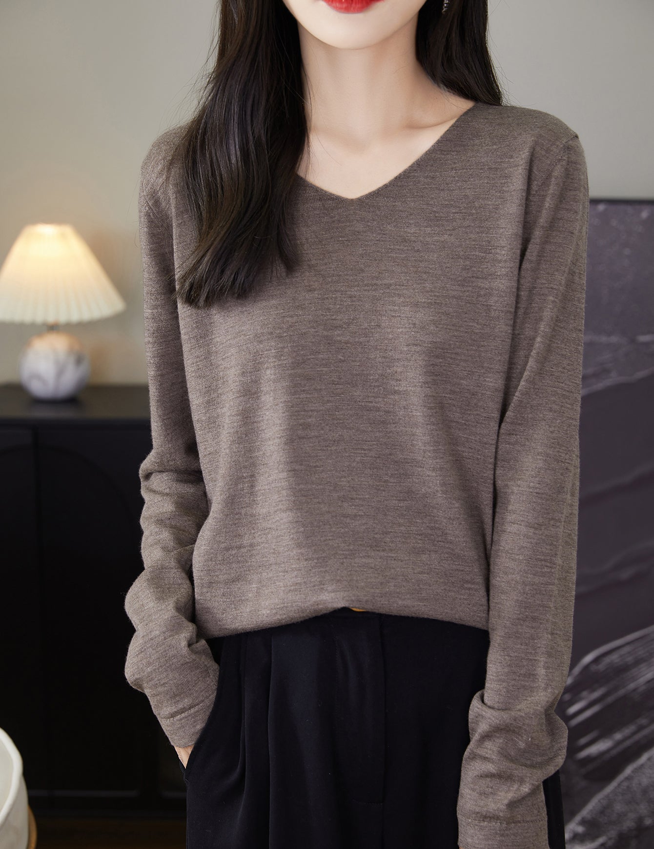 100% Merino Wool V-Neck Sweater