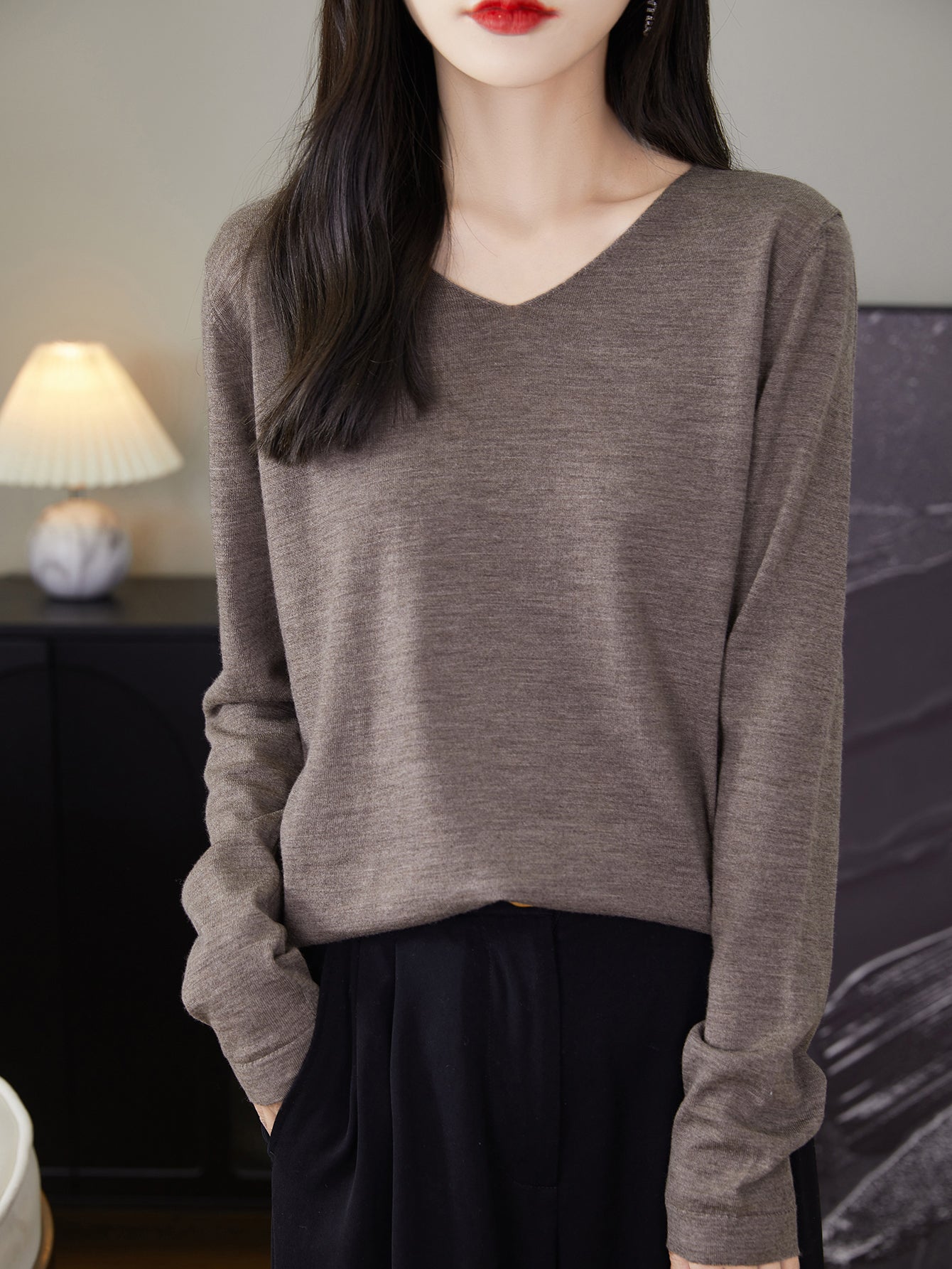 100% Merino Wool V-Neck Sweater