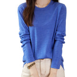 T-shirt-sweater met ronde hals van 100% merinowol