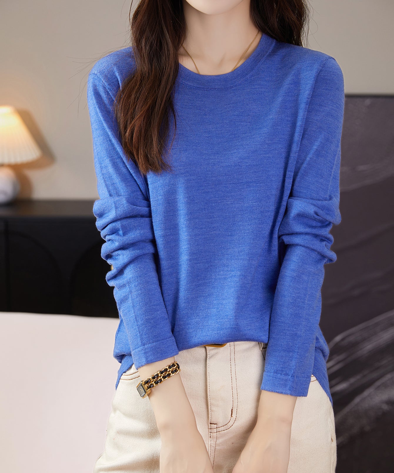 Women's 100% Merino Wool Base Layer Shirt Tops Crewneck Long Sleeve Travel Hiking Tee T Shirt Pullover Sweater