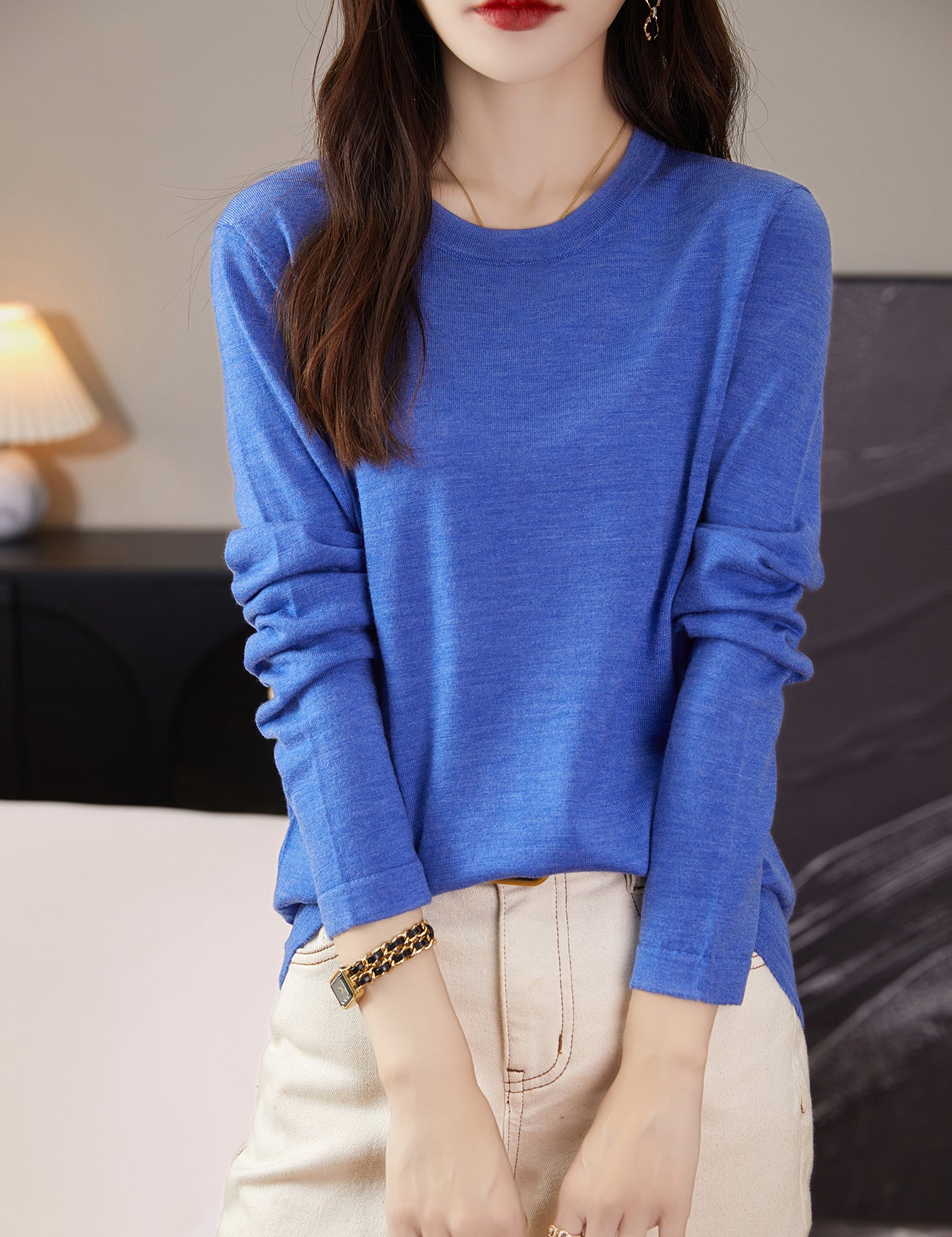 100% Merino Wool Crewneck Tee Shirt Sweater