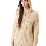 30% Cashmere 70% Merino Wool Zip Hooded Cardigan