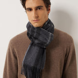 100% Cashmere Long Plaid Tassel Warm Knit Scarf