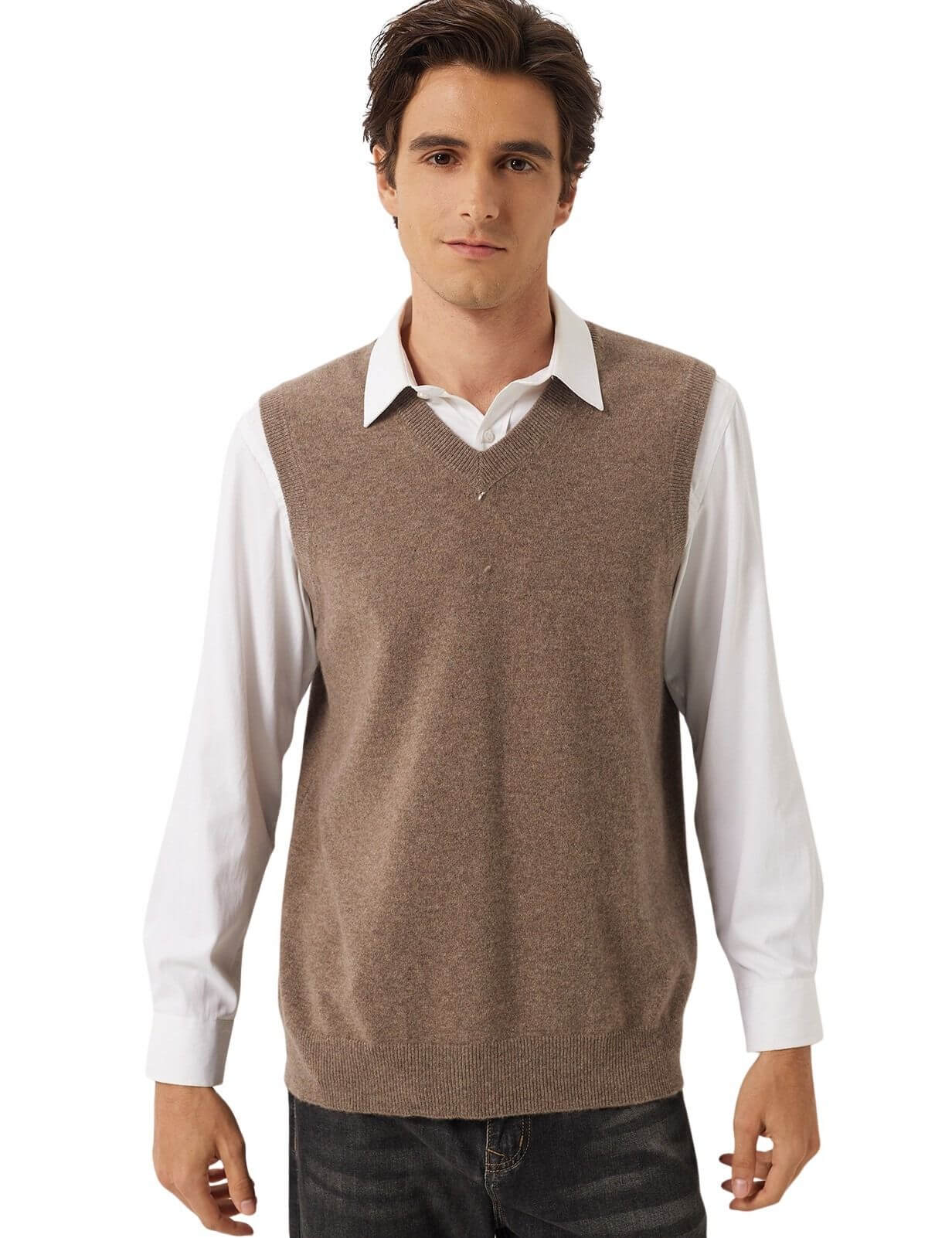 100% Cashmere V Neck Knit Sweater Vest