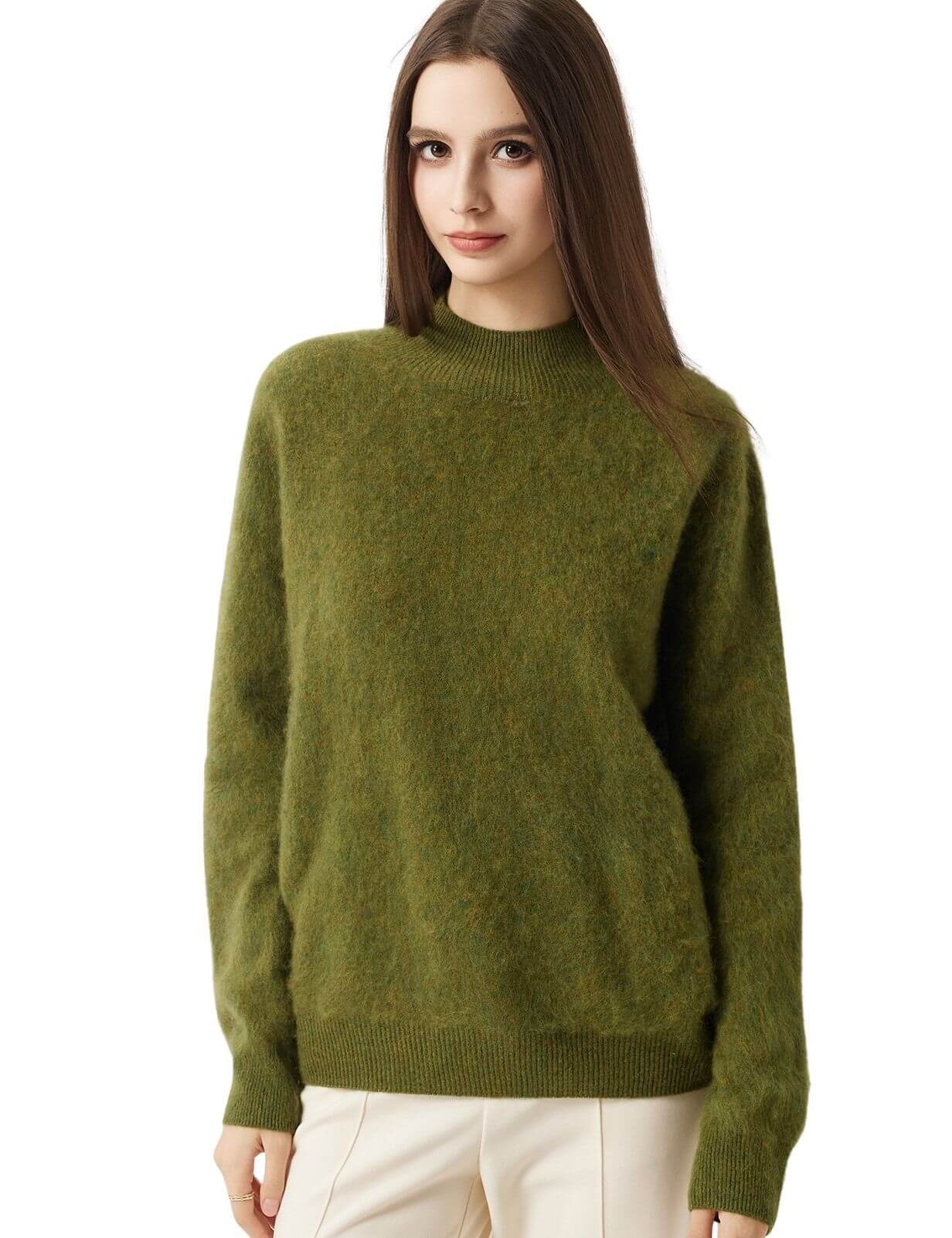 100% Merino Wool Seamless Mock Neck Sweater