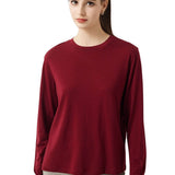 100% Merino Wool Crewneck Long Sleeve Knit Top