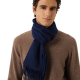 100% Cashmere Long Plaid Tassel Warm Knit Scarf