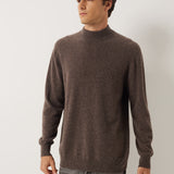 100% Cashmere Mock Neck Seamless Knit Sweater