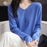 Chanyarn Women's 100% Merino Wool Base Layer Shirt Tops V Neck Long Sleeve