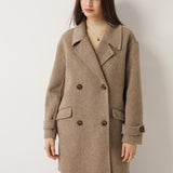 Double-Breasted 100% Merino Wool Mid Pea Coat