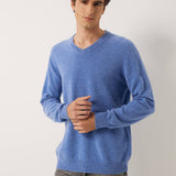 100% Cashmere V Neck Seamless Knit Sweater