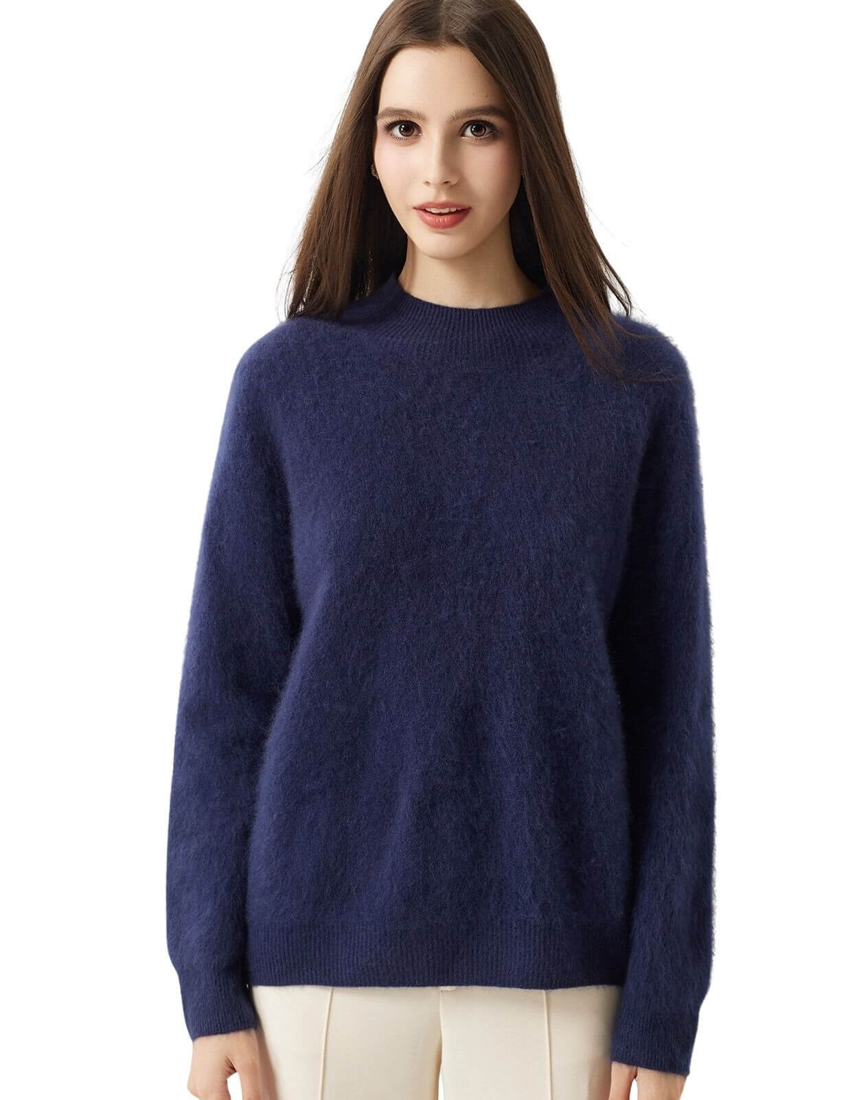 100% Merino Wool Seamless Mock Neck Sweater