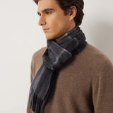 100% Cashmere Long Plaid Tassel Warm Knit Scarf