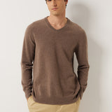 100% Cashmere V Neck Seamless Knit Sweater