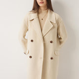 Double-Breasted 100% Merino Wool Mid Pea Coat