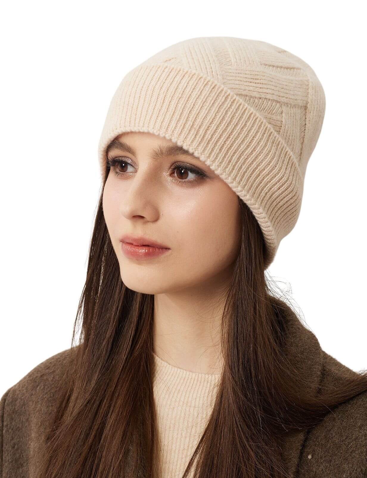 100% Cashmere Unisex Winter Knit Beanie