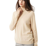 30% Cashmere 70% Merino Wool Seamless Mock Neck Sweater