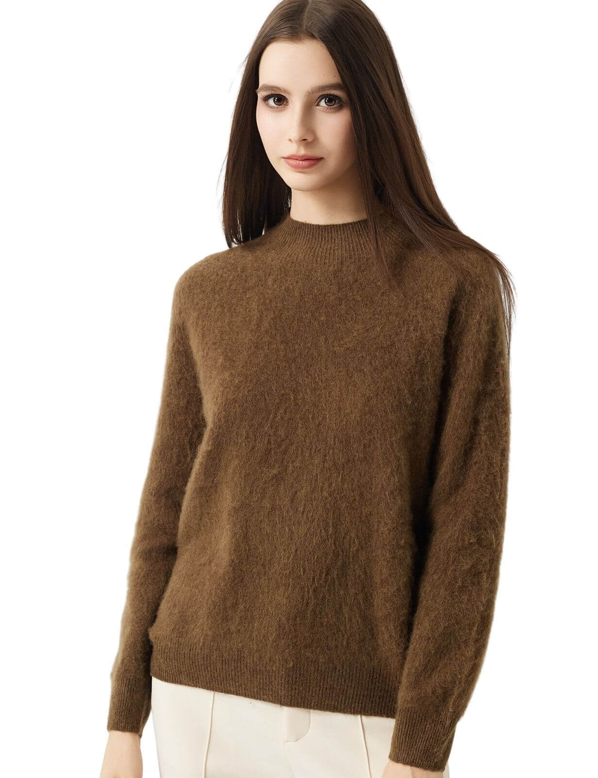 100% Merino Wool Seamless Mock Neck Sweater