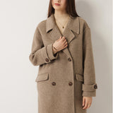 Double-Breasted 100% Merino Wool Mid Pea Coat