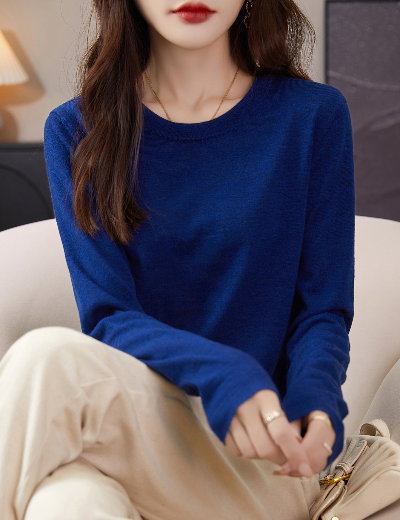 100% Merino Wool Crewneck Tee Shirt Sweater