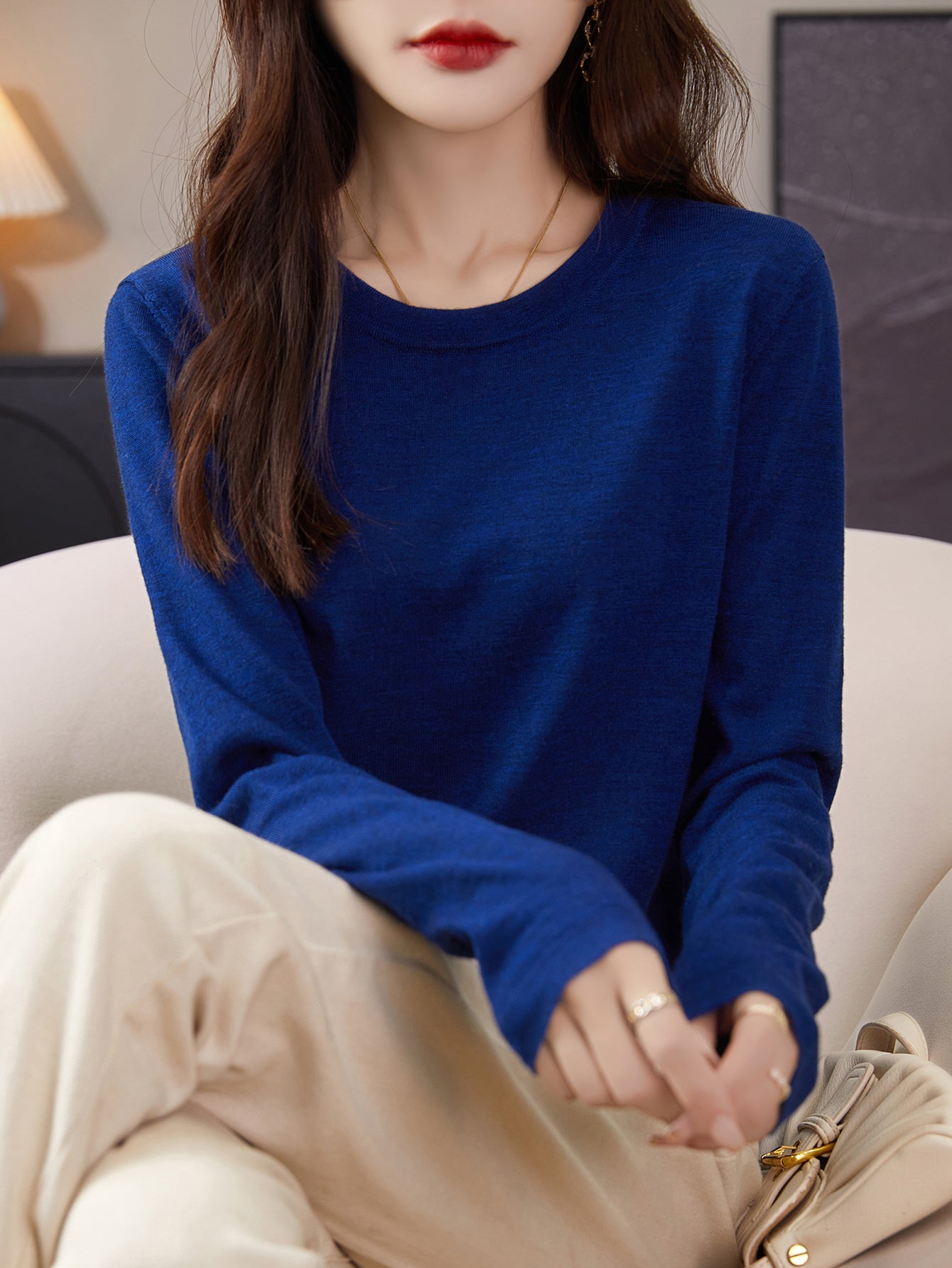 100% Merino Wool Crewneck Tee Shirt Sweater