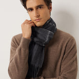 100% Cashmere Long Plaid Tassel Warm Knit Scarf