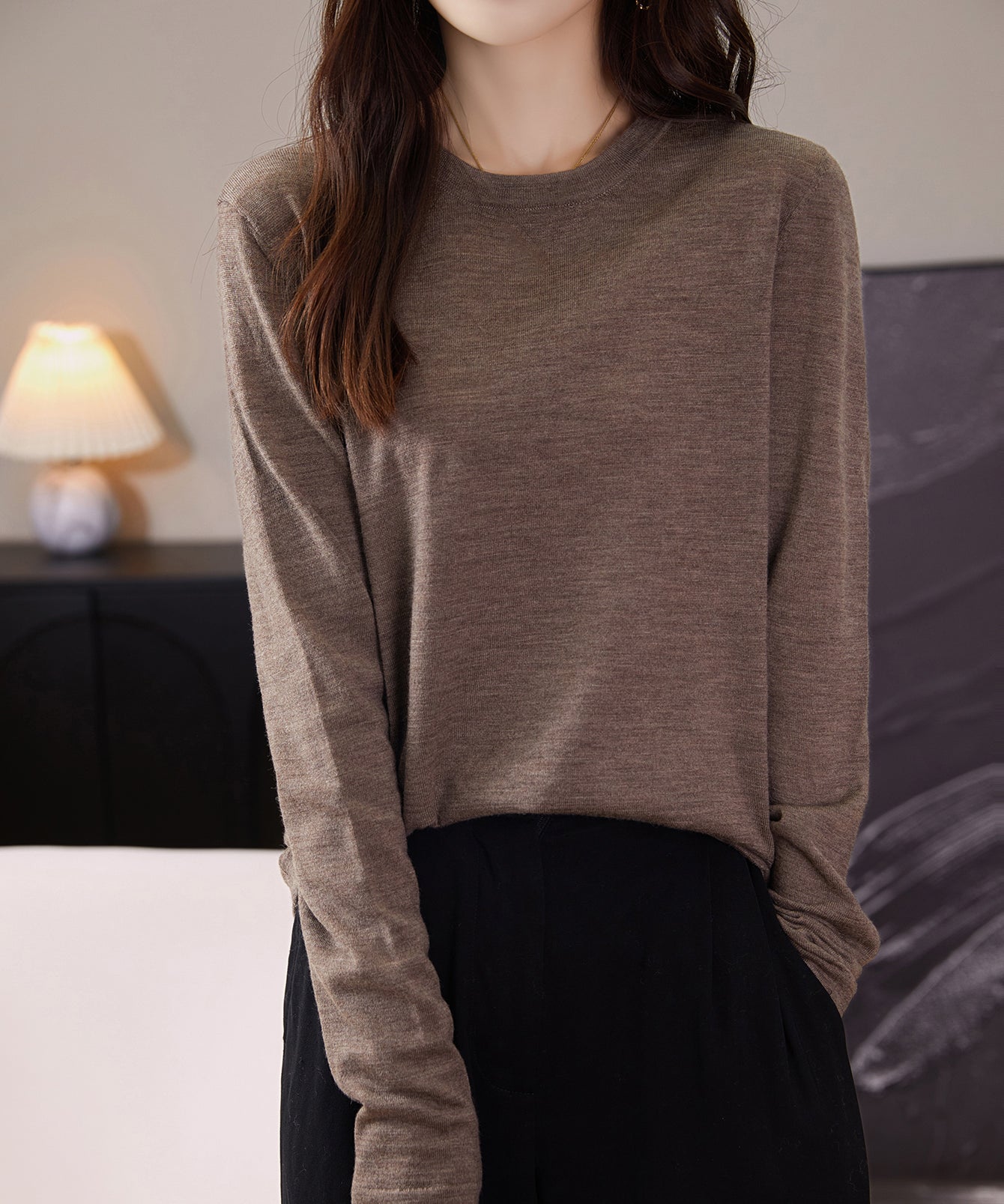 Women's 100% Merino Wool Base Layer Shirt Tops Crewneck Long Sleeve Travel Hiking Tee T Shirt Pullover Sweater