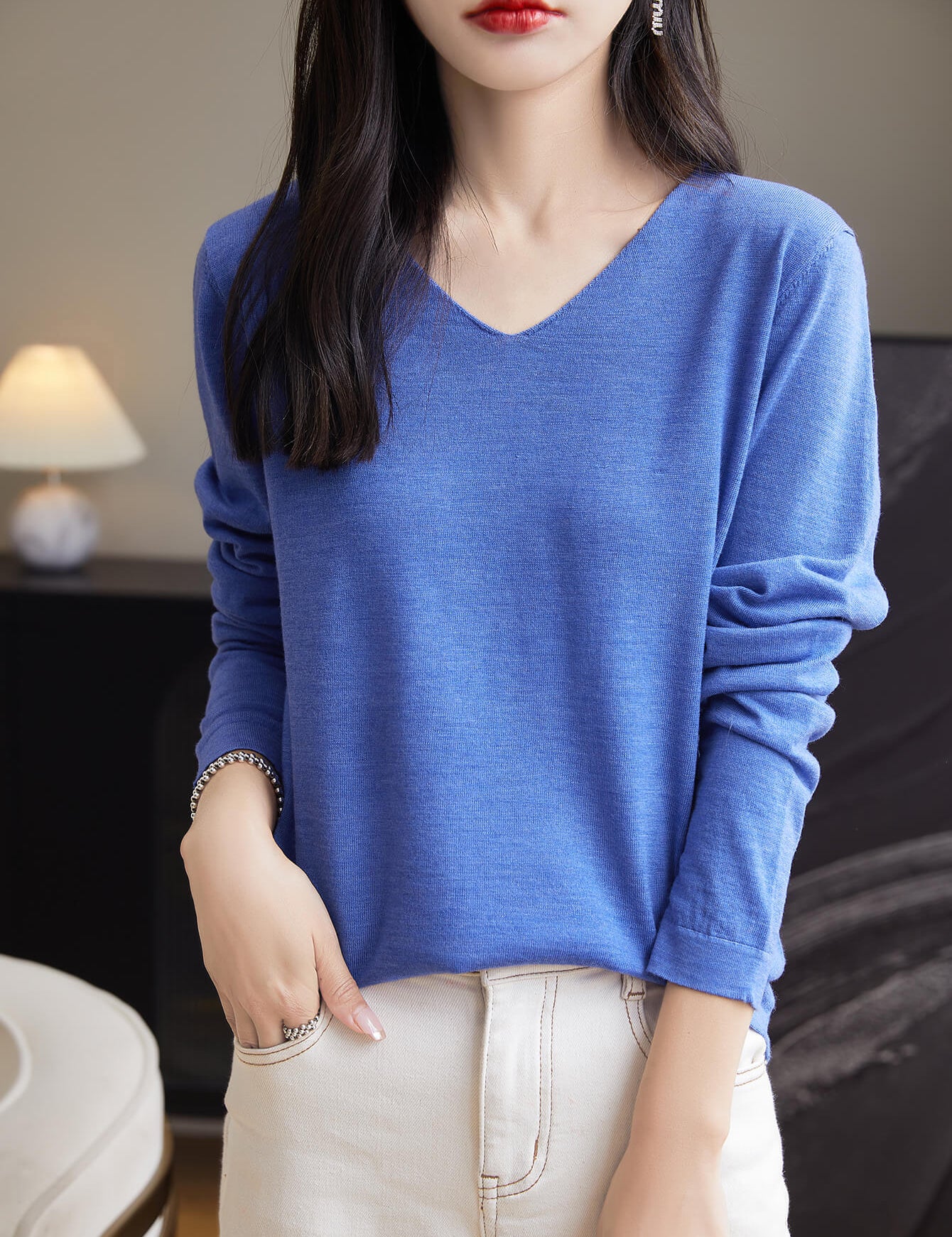 100% Merino Wool V-Neck Sweater