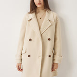 Double-Breasted 100% Merino Wool Mid Pea Coat