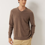 100% Cashmere V Neck Seamless Knit Sweater