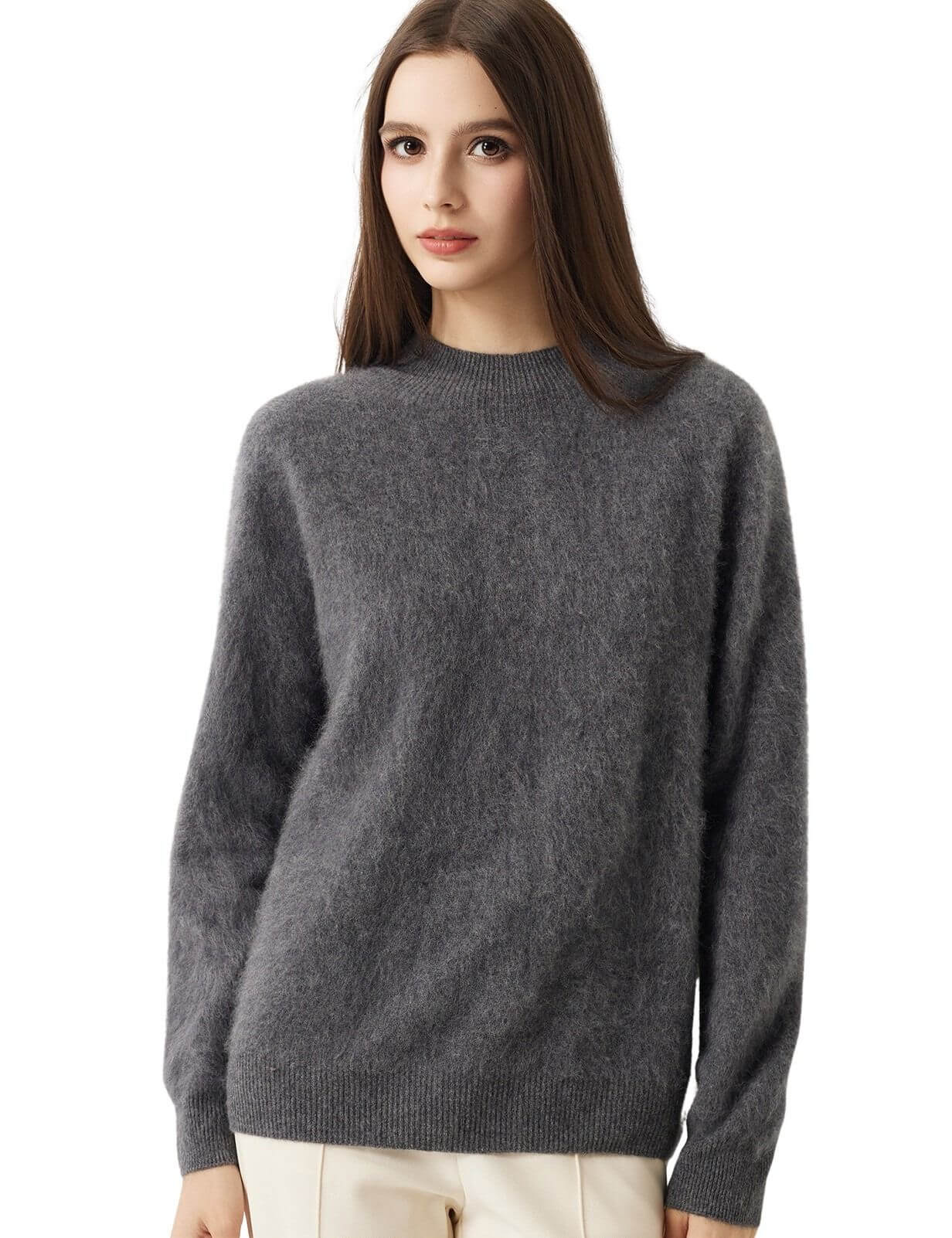 100% Merino Wool Seamless Mock Neck Sweater