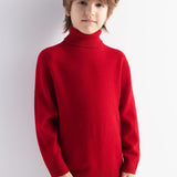 Boys 100% Merino Wool Sweater Fall Winter First-Line Ready to Wear Turtleneck Long Sleeve Seamless Knit Sweater