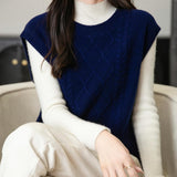 Chanyarn Women's 100% Merino Wool Sweater Vest 2025 Fall Winter Casual Crewneck Cable Sleeveless Knit Sweater Tank Tops
