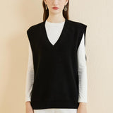 Women's 100% Merino Wool Sweater Vest 2025 Spring Classic V Neck Casual Sleeveless Knit Sweater Vest