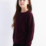 Girls 100% Merino Wool Sweater Fall Winter First-Line Ready to Wear Crewneck Long Sleeve Seamless Knit Sweater