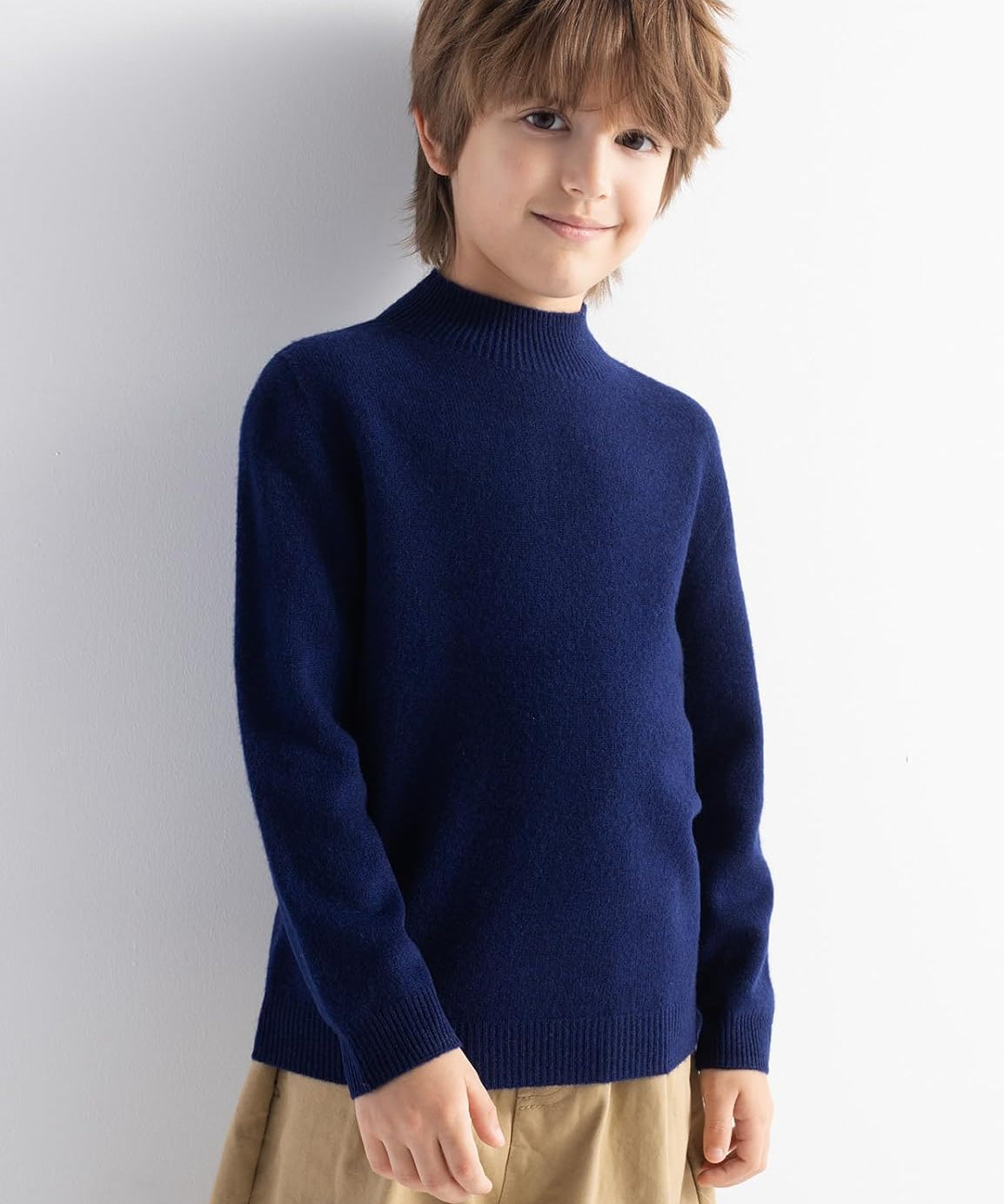 Boys and Girls 100% Merino Wool Mock Neck Sweater