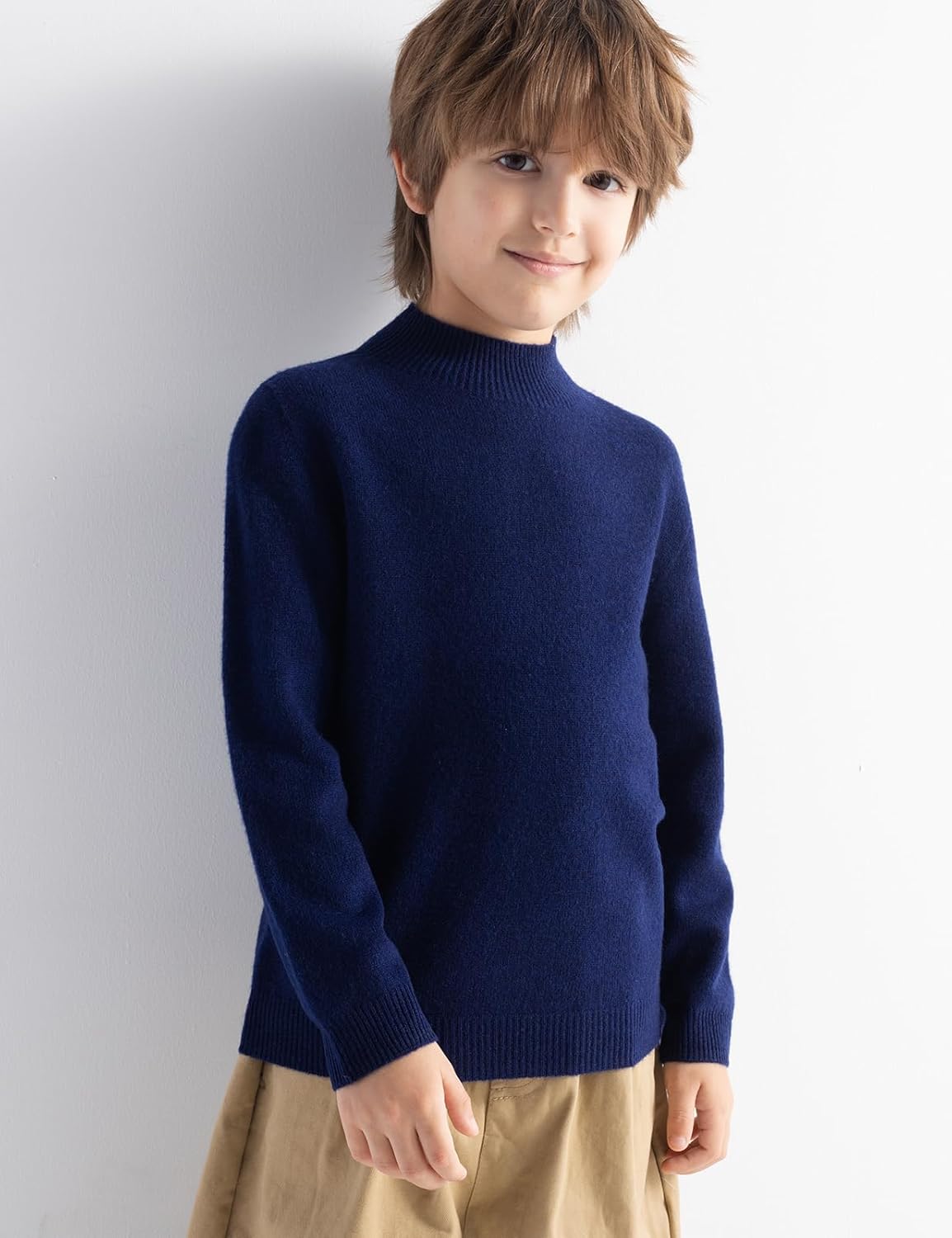 Boys and Girls 100% Merino Wool Mock Neck Sweater