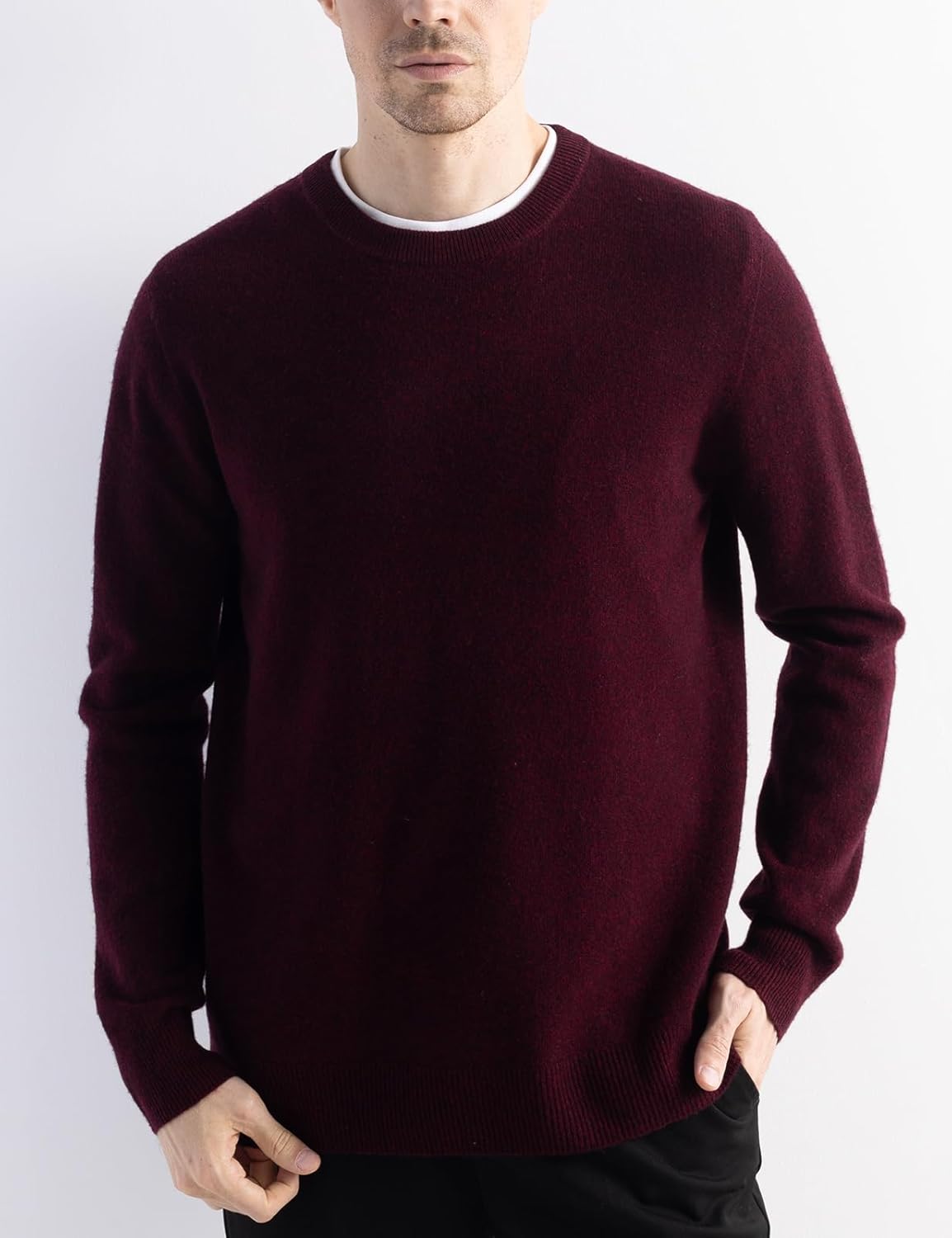 Men's 100% Merino Wool Sweater 2025 Fall Winter First-Line Ready to Wear Crew Neck Long Sleeve Seamless Knit Sweater