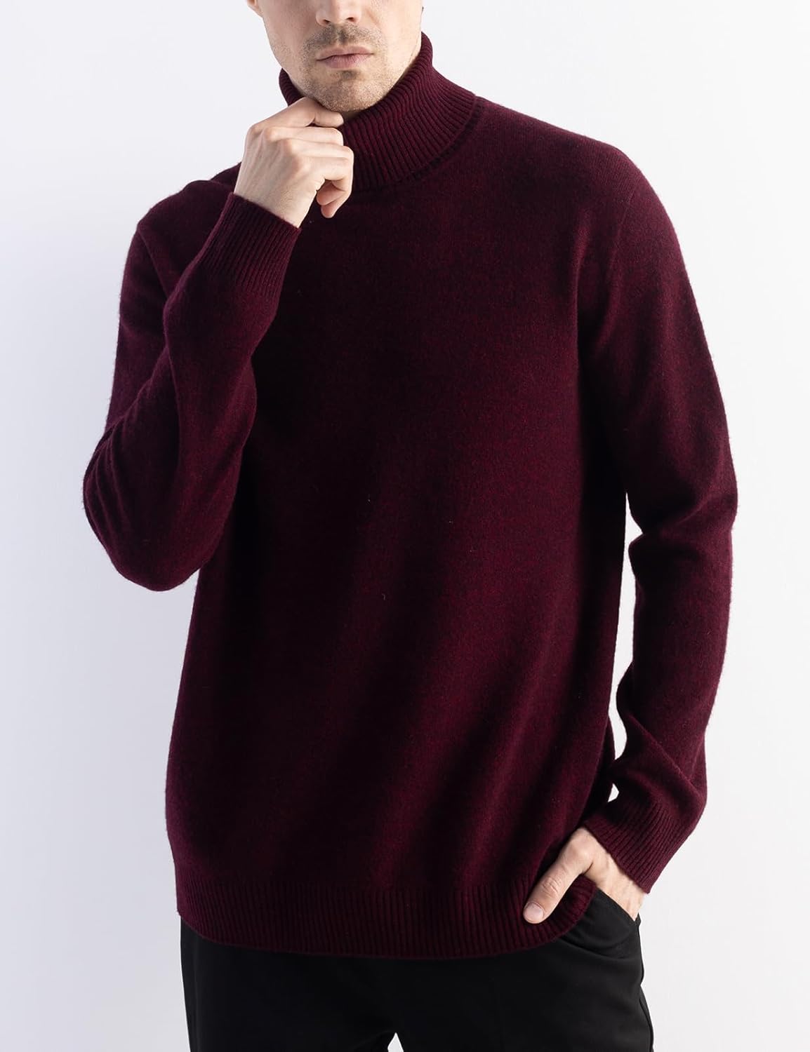 Men's 100% Merino Wool Sweater 2025 Fall Winter First-Line Ready to Wear High Neck Long Sleeve Seamless Knit Sweater