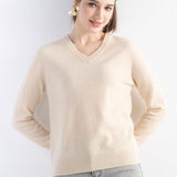 Women's 100% Pure Cashmere Women's Sweater V-Neck Long Sleeve 2025 Fall Winter Warm Soft Knit Pullover