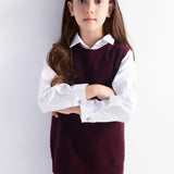 Girls 100% Merino Wool Sweater Vest Crewneck Sleeveless 2025 Fall Winter Cable Tops Knitted Pullover Vest