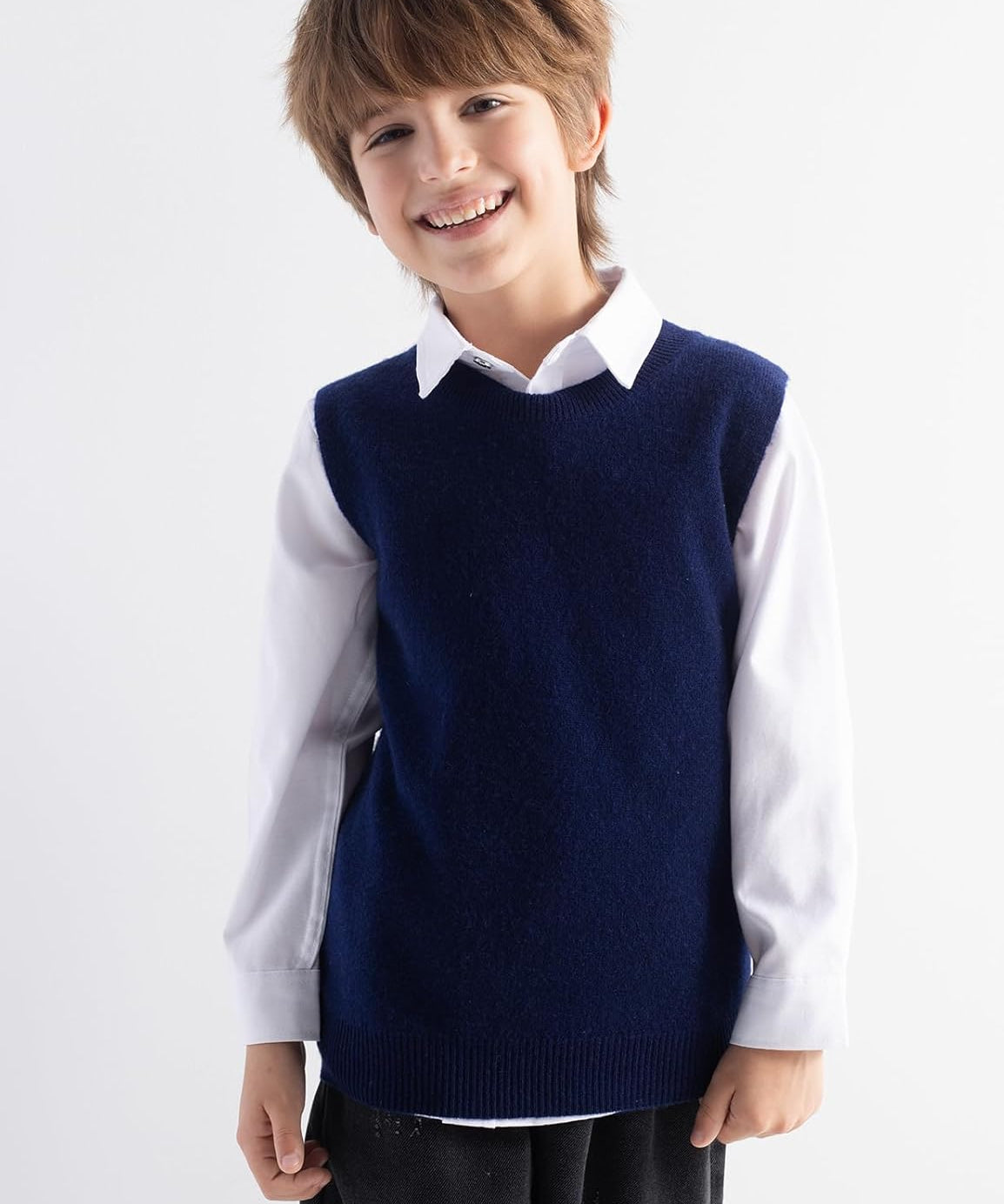 Boys and Girls 100% Merino Wool Cable Crewneck Sweater Vest
