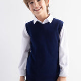 Boy's 100% Merino Wool Sweater Vest 2025 Fall Winter Casual Crewneck Sleeveless Knit Sweater Vest