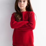 Girls 100% Merino Wool Sweater Fall Winter First-Line Ready to Wear Crewneck Long Sleeve Seamless Knit Sweater