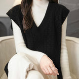 Chanyarn Women's 100% Merino Wool Sweater Vest 2025 Fall Winter Classic V Neck Cable Sleeveless Knit Sweater Tank Tops