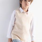 Boy's 100% Merino Wool Sweater Vest 2025 Fall Winter Casual Crewneck Sleeveless Knit Sweater Vest