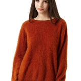 Suéter sem costura 100% lã Merino com gola redonda