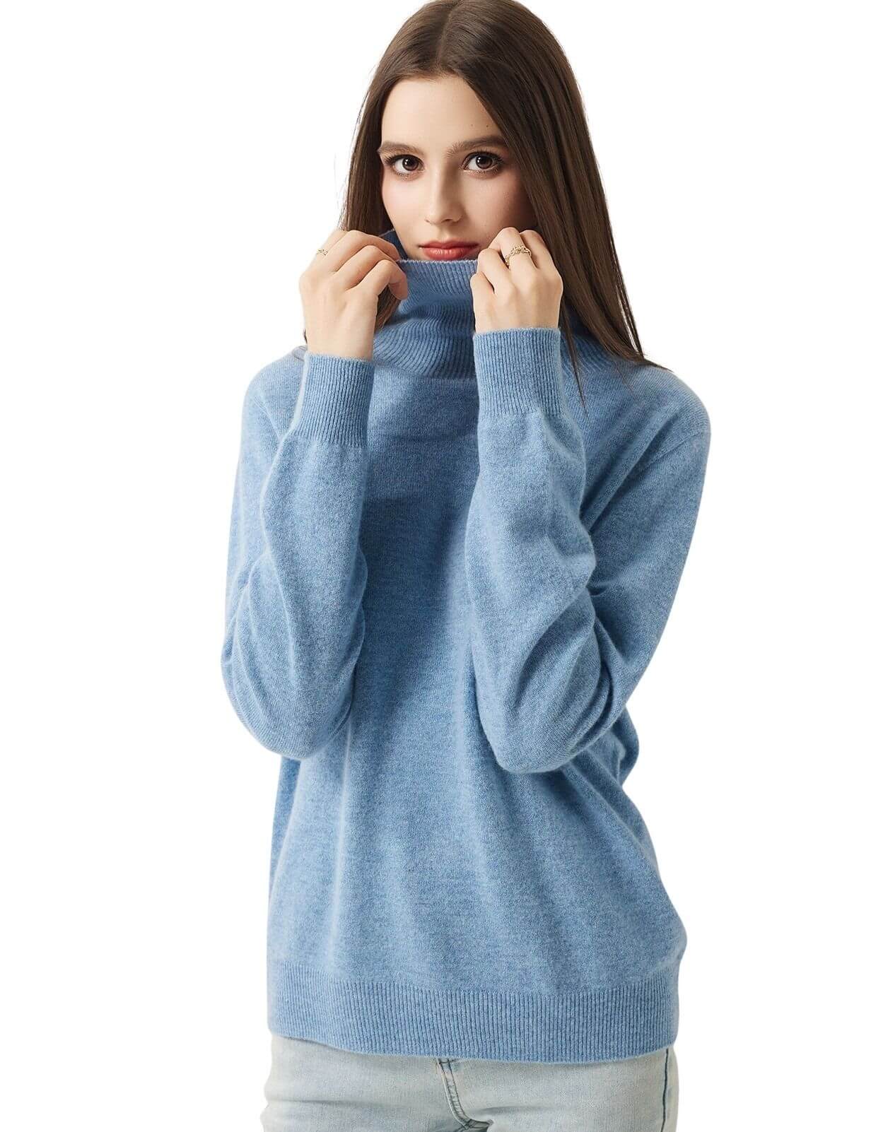 30% Cashmere 70% Merino Wool Seamless Turtleneck Sweater