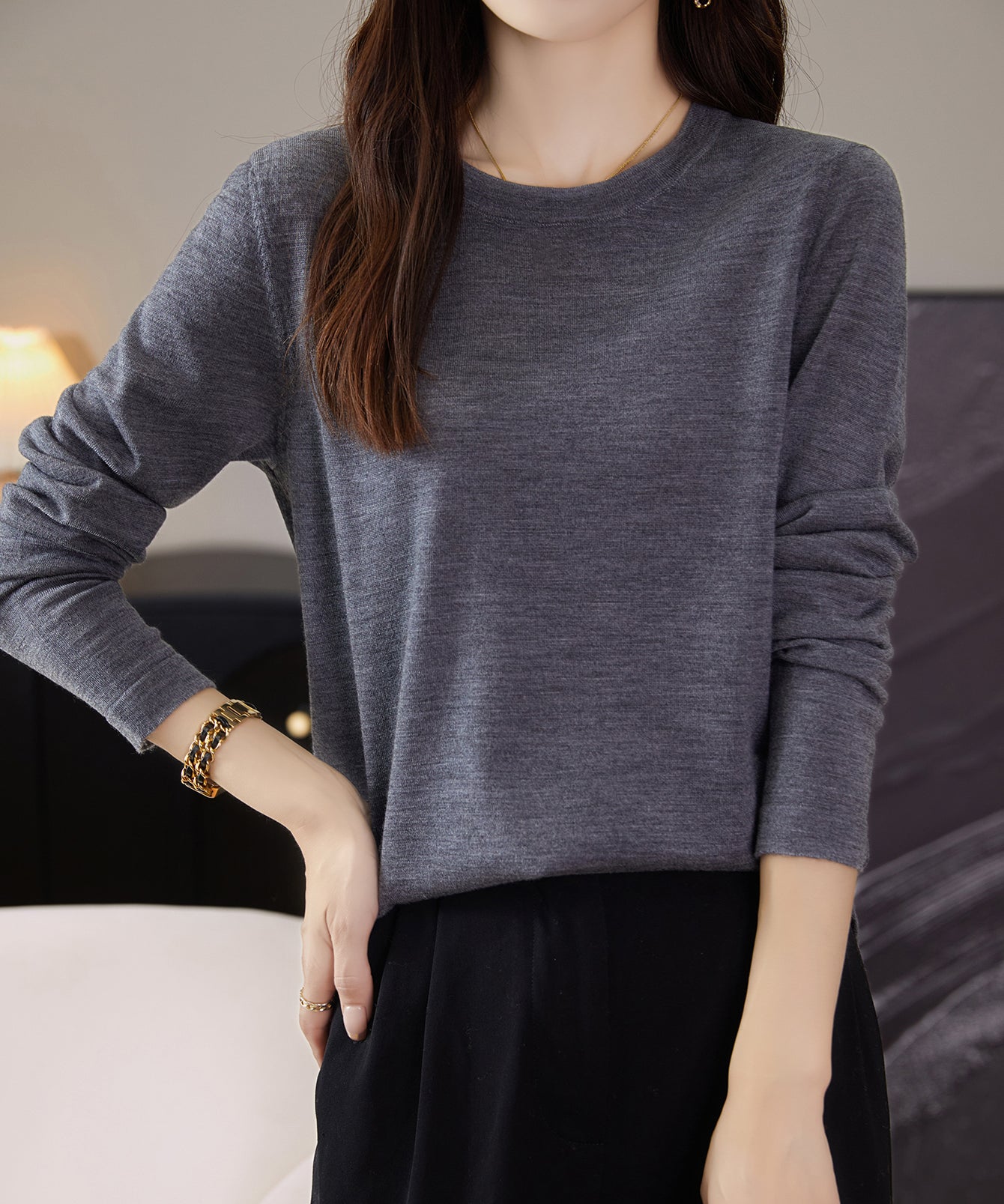 Women's 100% Merino Wool Base Layer Shirt Tops Crewneck Long Sleeve Travel Hiking Tee T Shirt Pullover Sweater