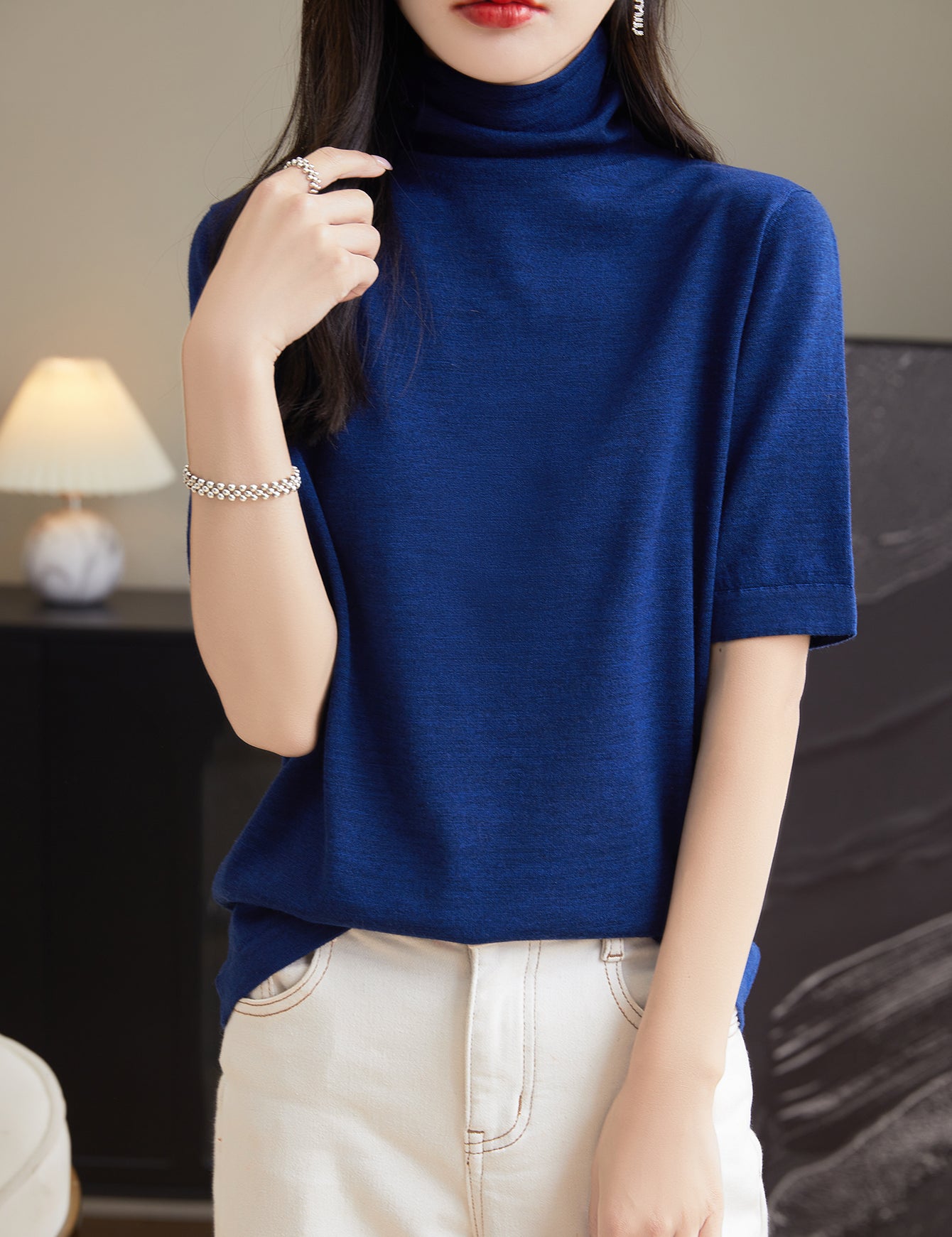 100% Merino Wool Turtleneck Tee Shirt Sweater